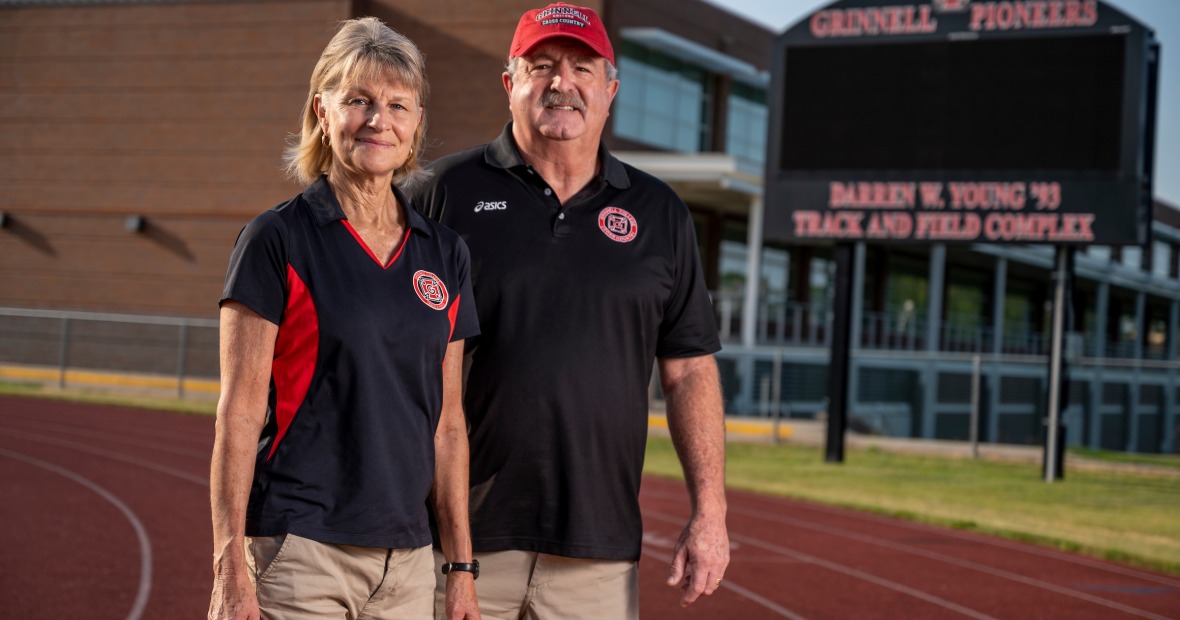 Will and Evelyn Freeman on the outdoor track
